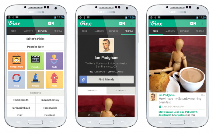 Vine for Android screenshots