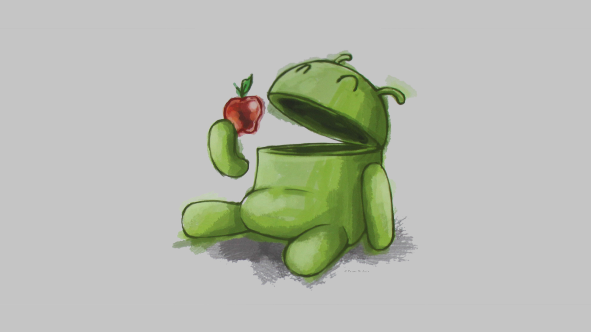 Android eating apple