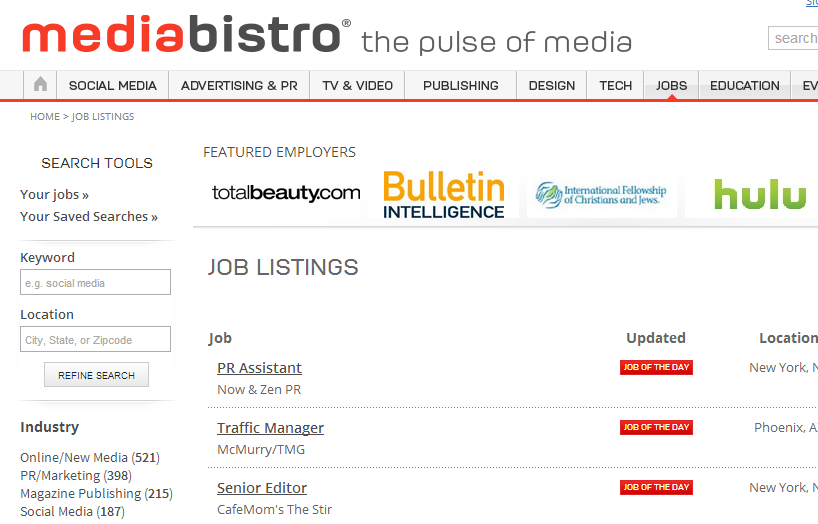 Www mediabistro com joblistings