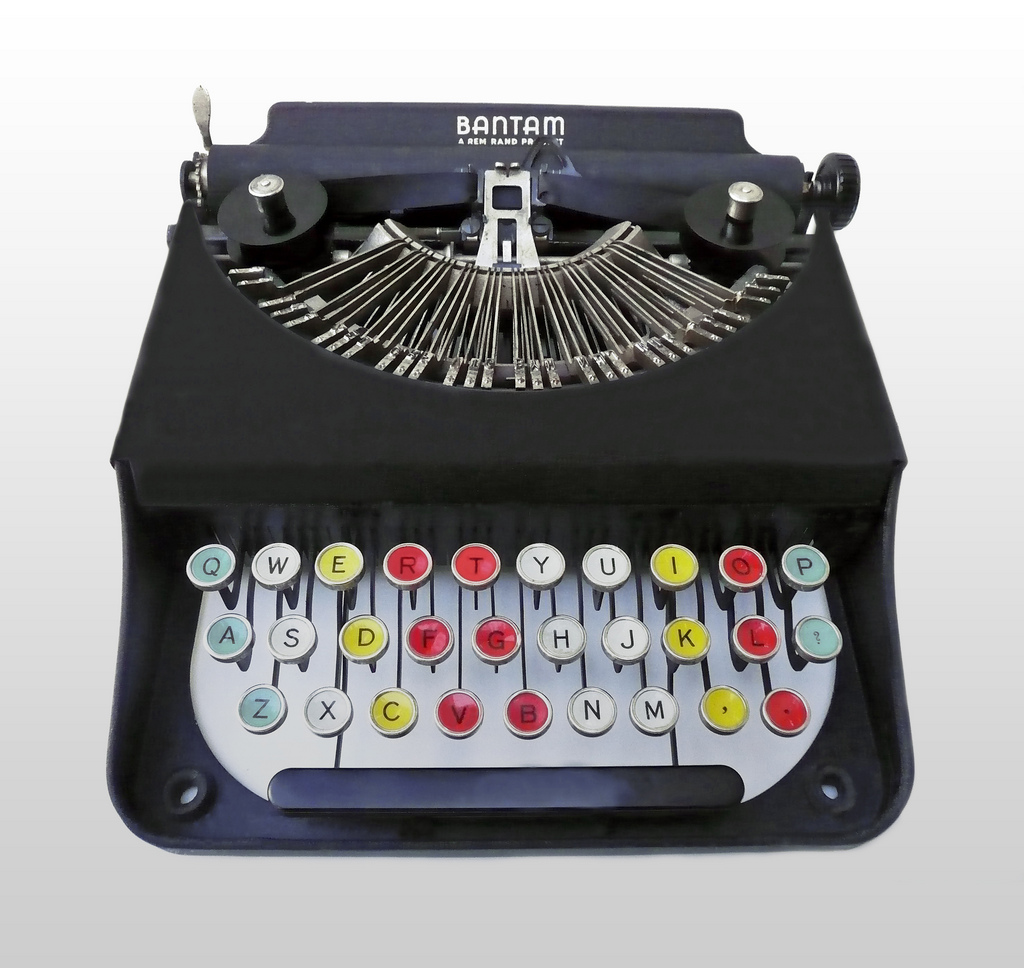 Typewriter with colorful keys