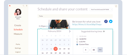 klout personalized scheduling