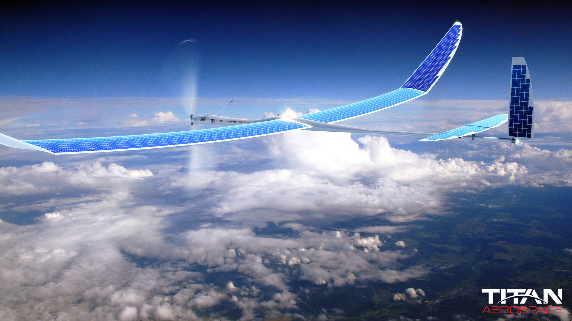 titan aerospace drone flying above clouds